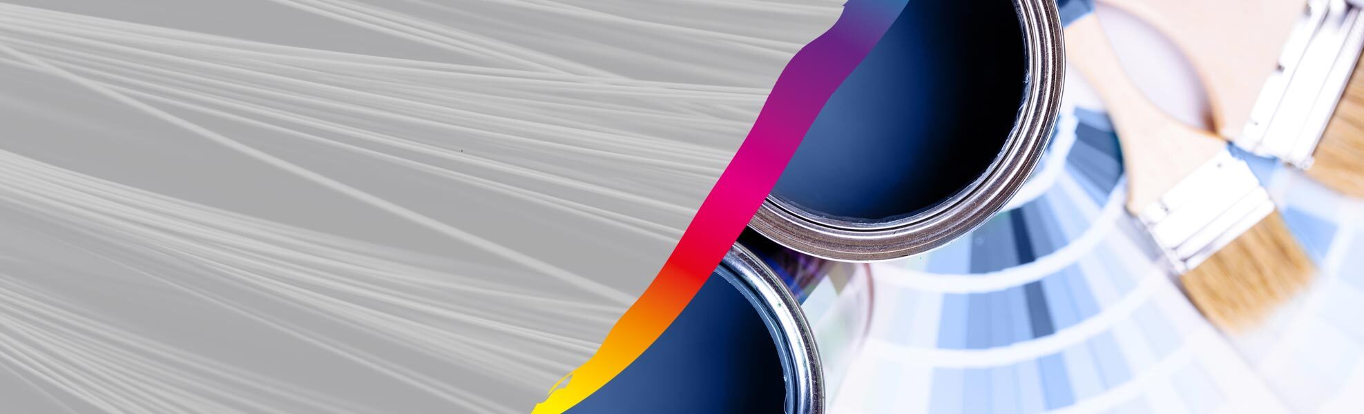 Open paint cans with paintbrushes