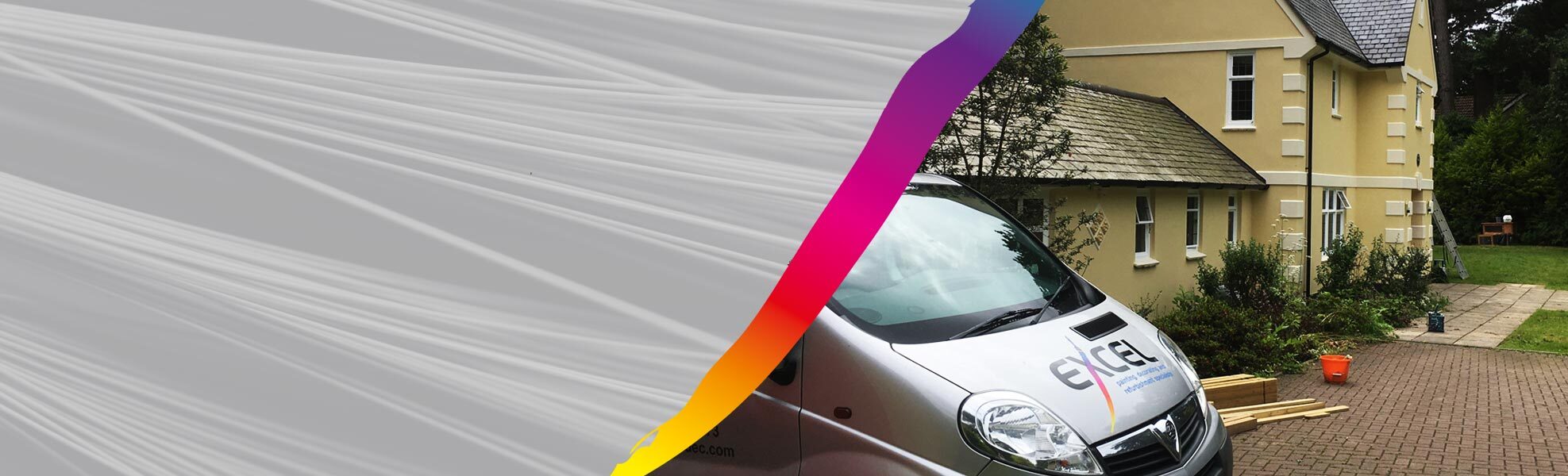 Excel van outside of a building